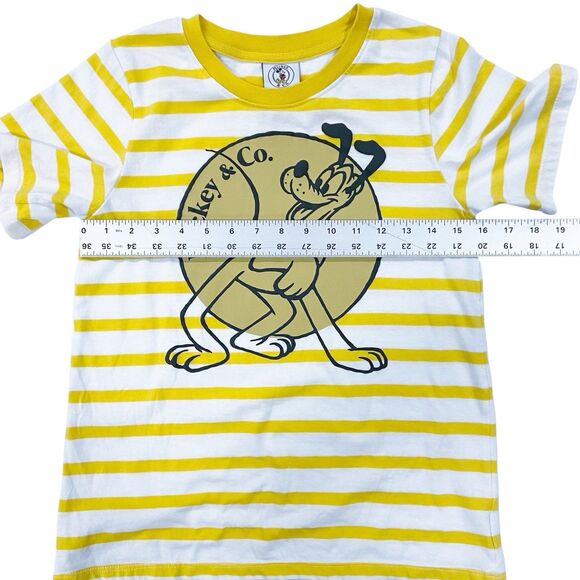 Disney Mickey & Co. Pluto Dog Yellow & White Striped Crewneck T-Shirt XS - Picture 8 of 10